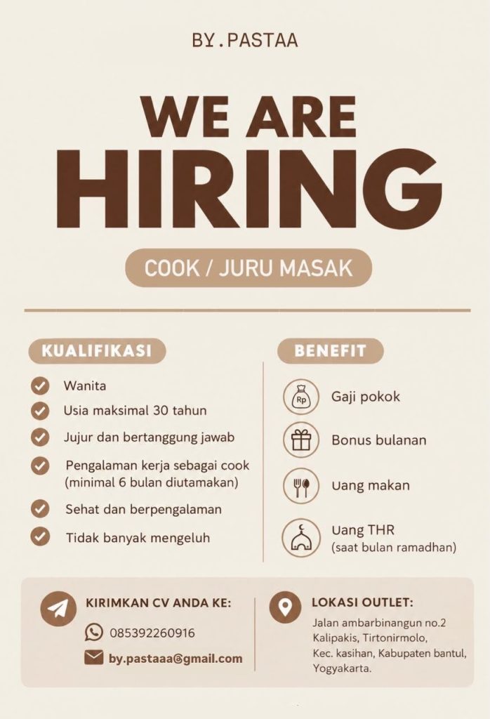 Poster lowongan BY.PASTAA