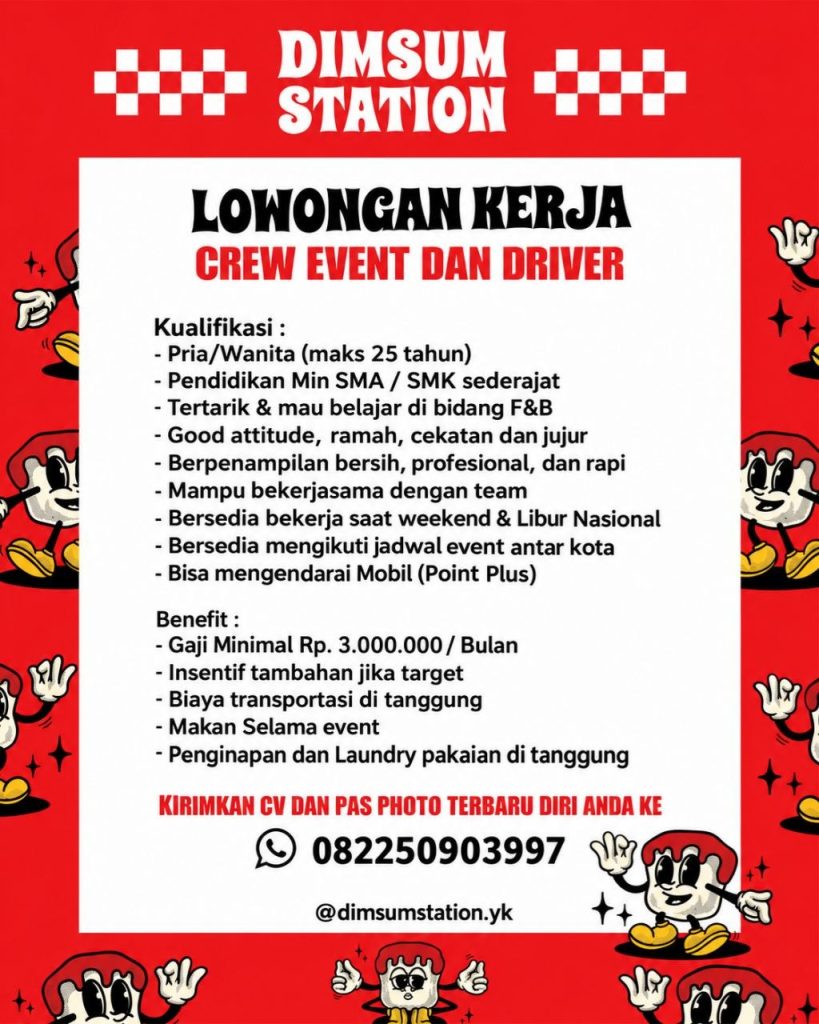Poster lowongan DIMSUM STATION