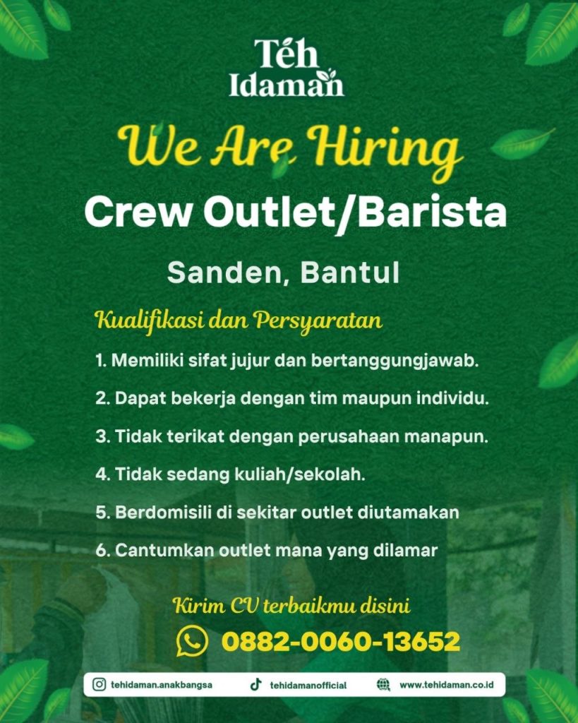 Poster lowongan Teh Idaman