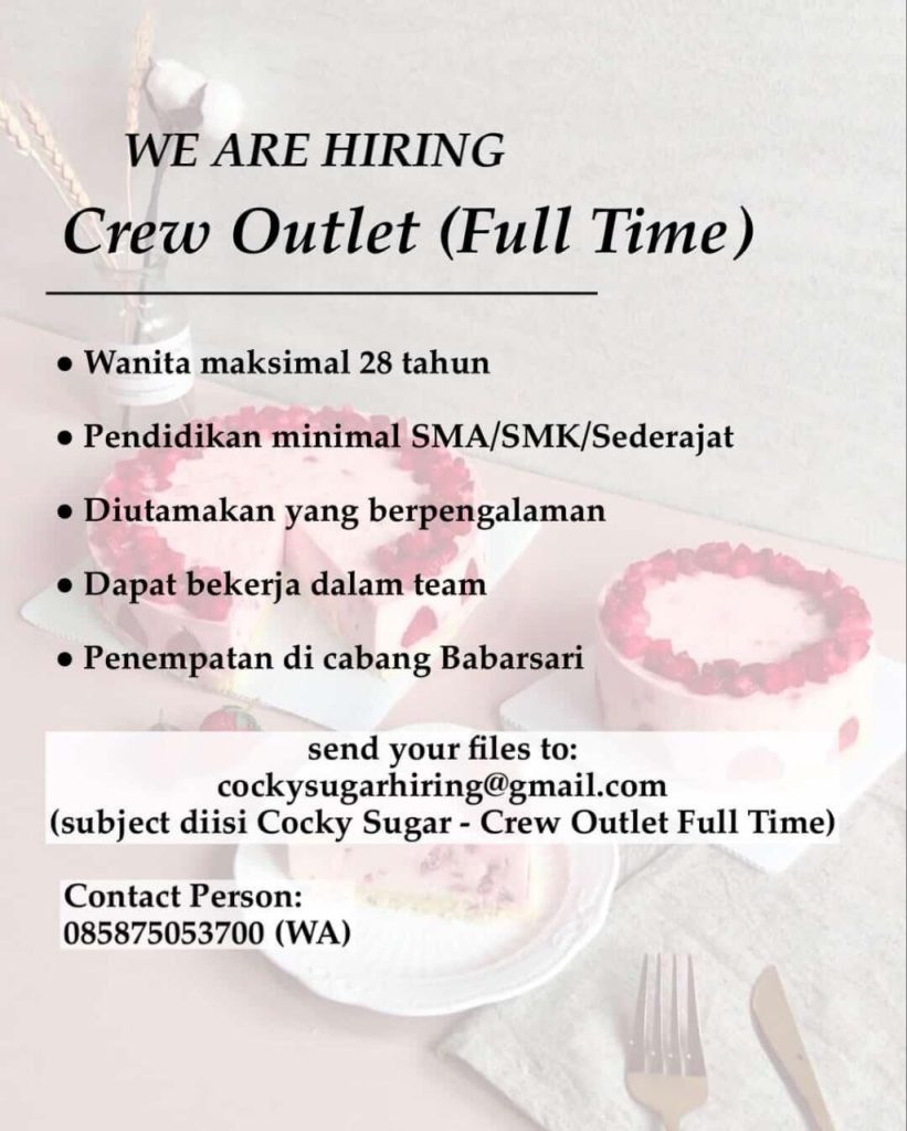 Poster lowongan Cocky Sugar