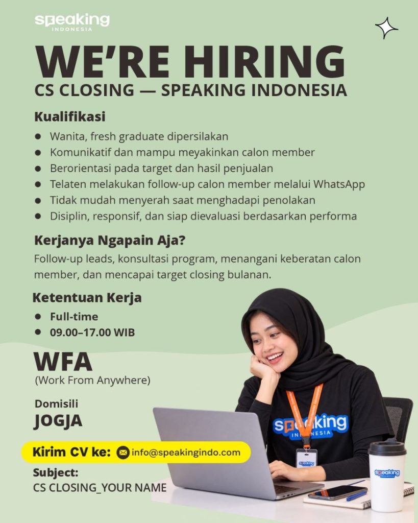 Poster lowongan Speaking Indonesia