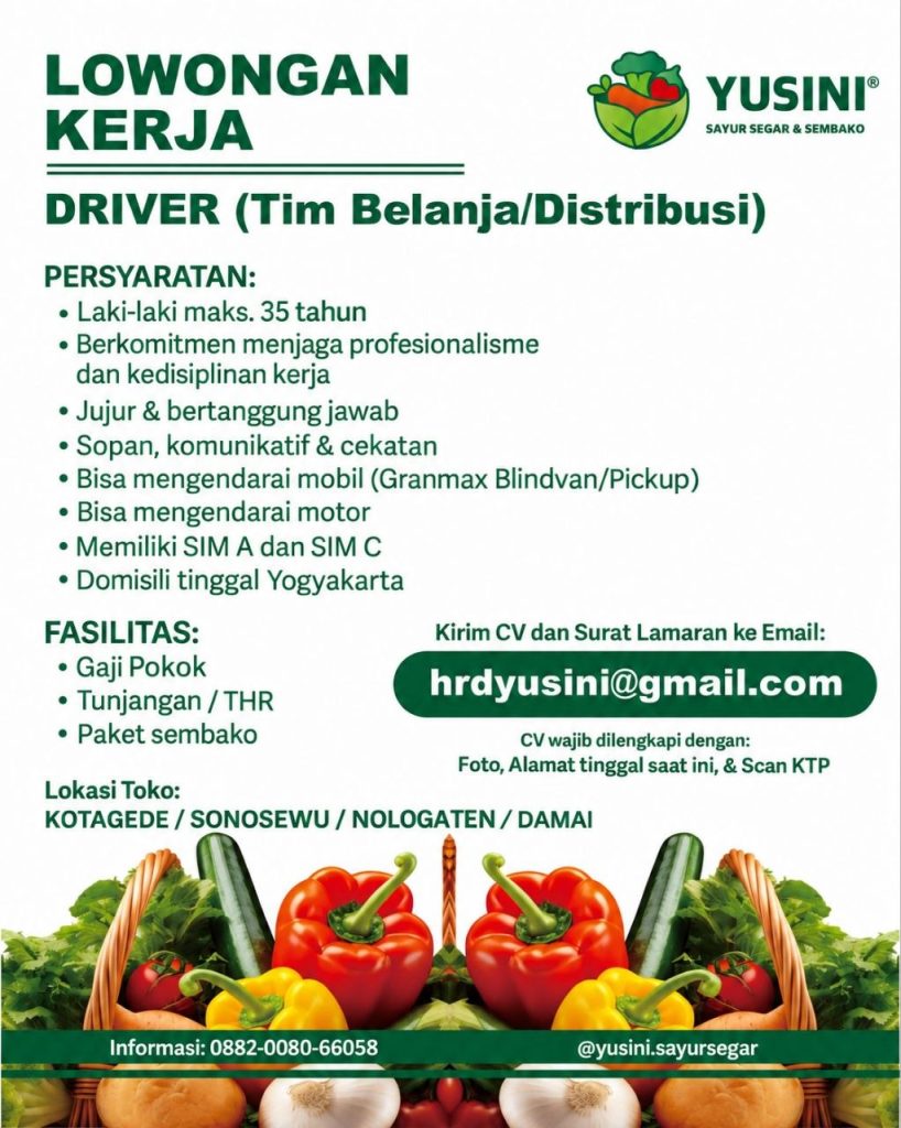 Poster lowongan YUSINI
