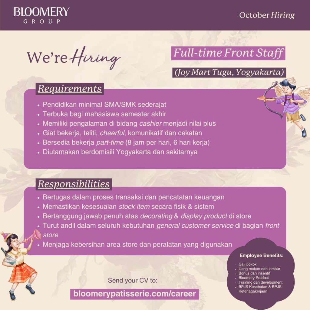 Poster lowongan Bloomery Atelier / Bloomery Group / Eggish