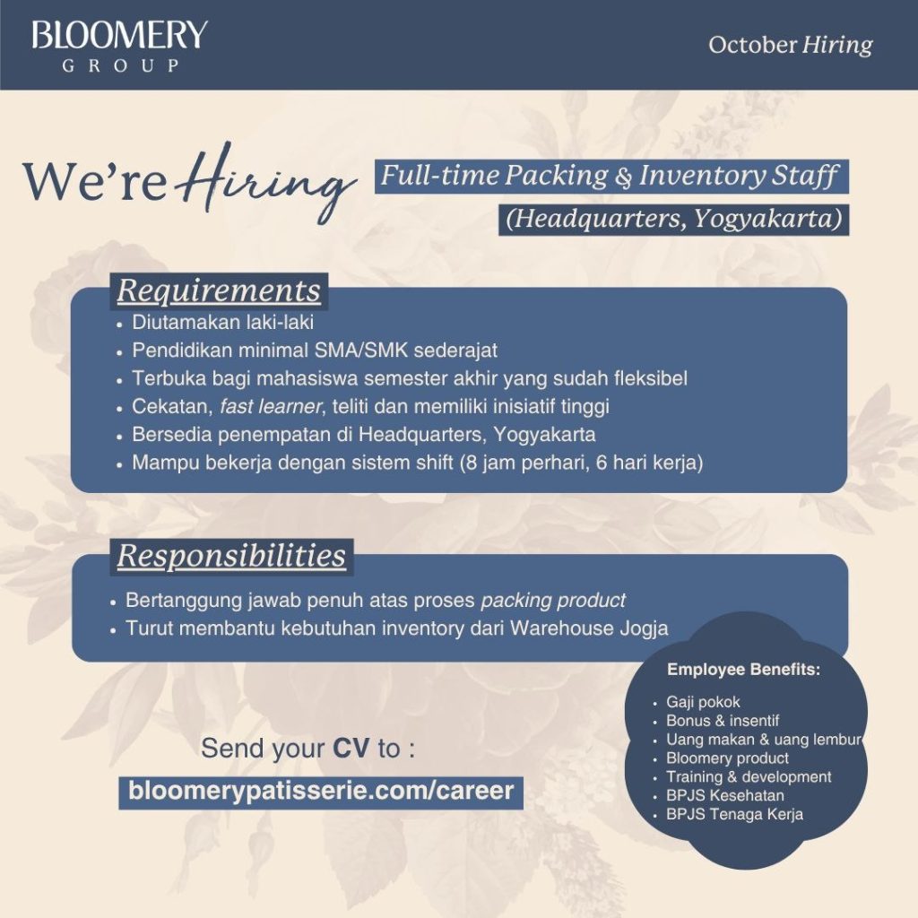 Poster lowongan Bloomery Group
