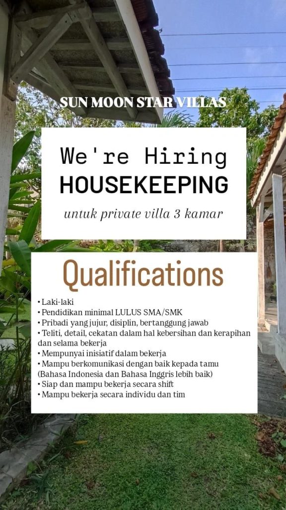 Poster lowongan Sun Moon Star Villas