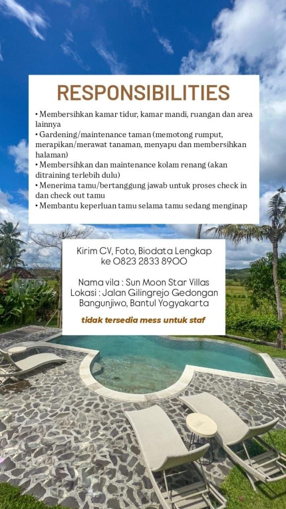 Poster lowongan Sun Moon Star Villas