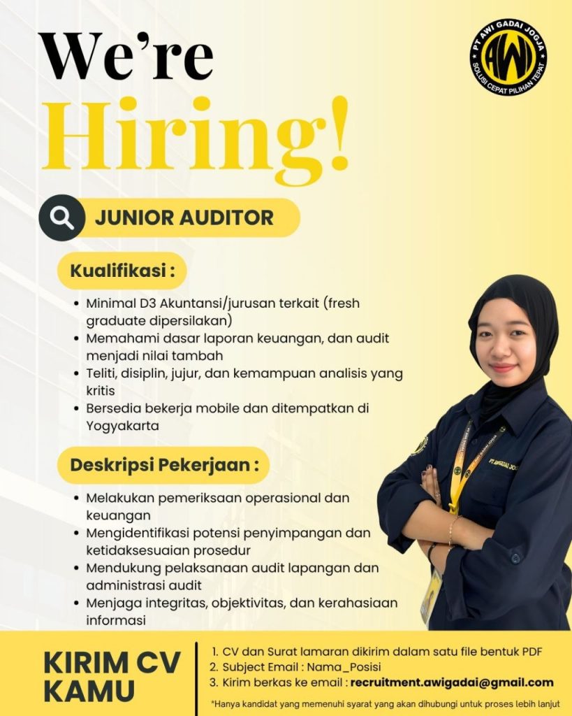 Poster lowongan PT AWI Gadai Jogja