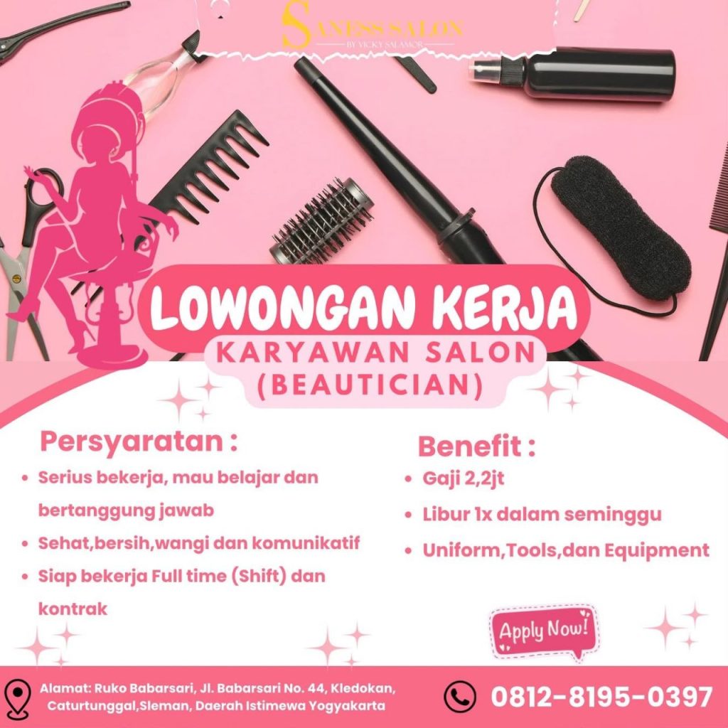 Poster lowongan Saness Salon by Vicky Salamor