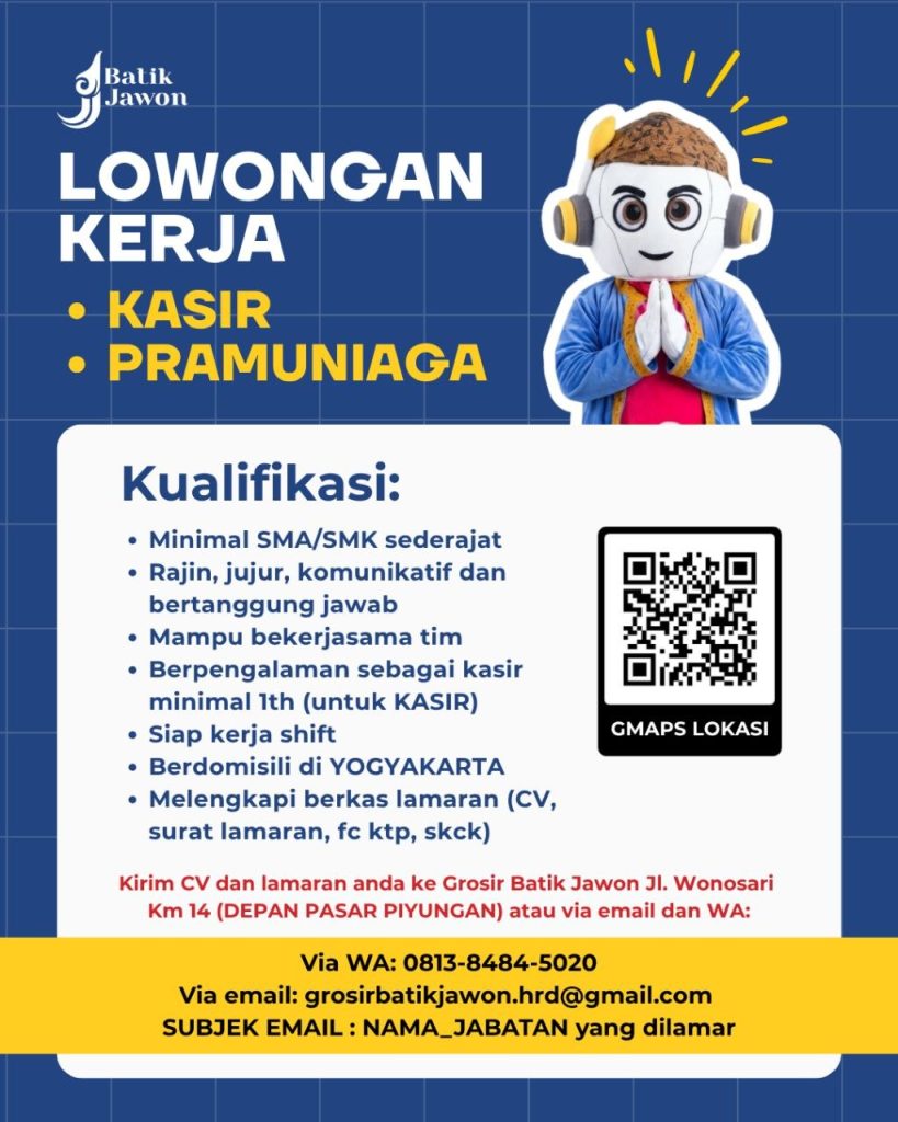 Poster lowongan Batik Jawon