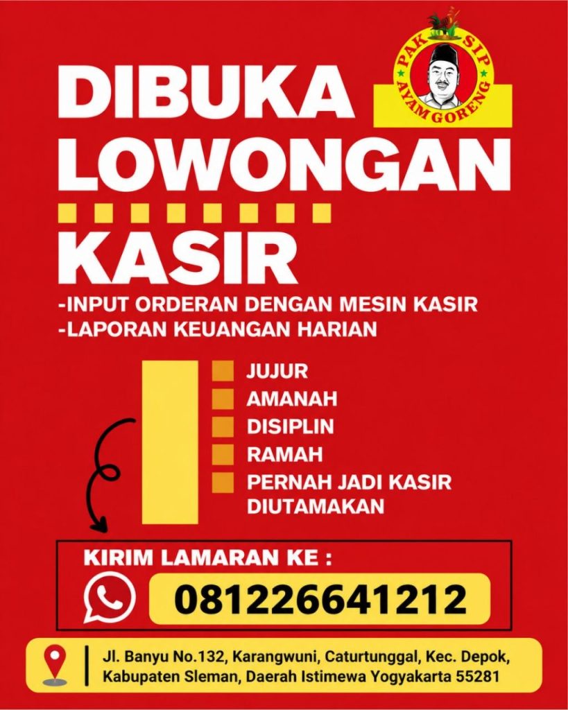 Poster lowongan Pak Sip Ayam Goreng