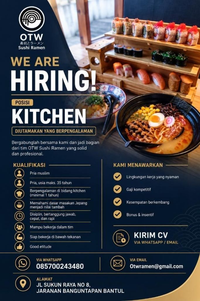Poster lowongan OTW Sushi Ramen