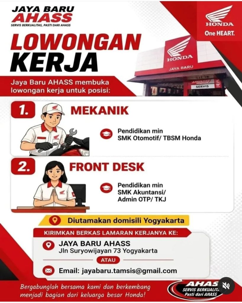 Poster lowongan Jaya Baru AHASS