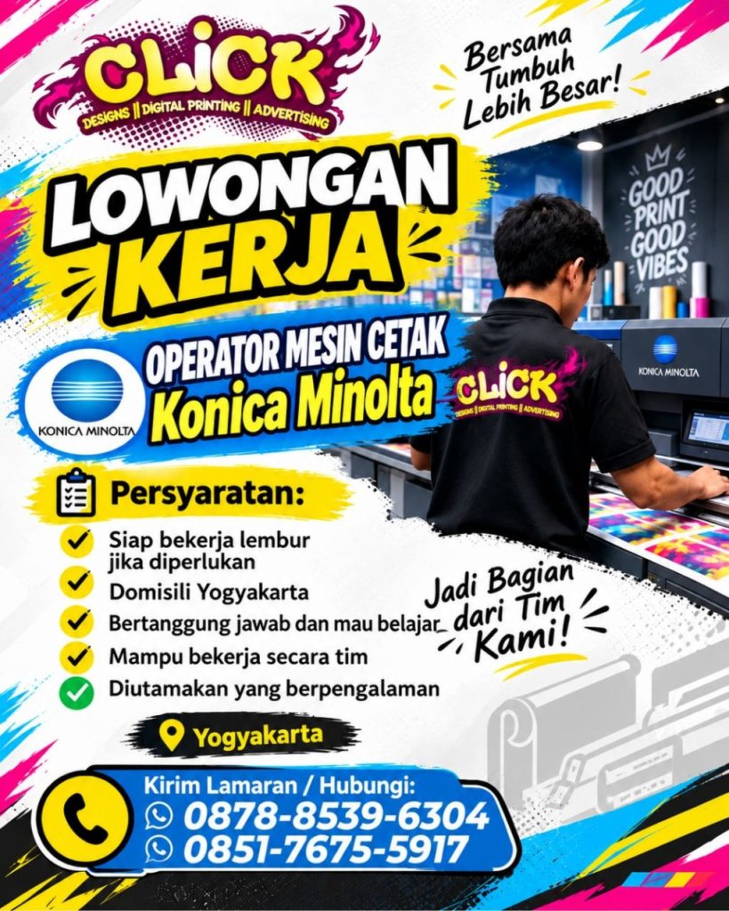 Poster lowongan Click Designs Digital Printing Advertising