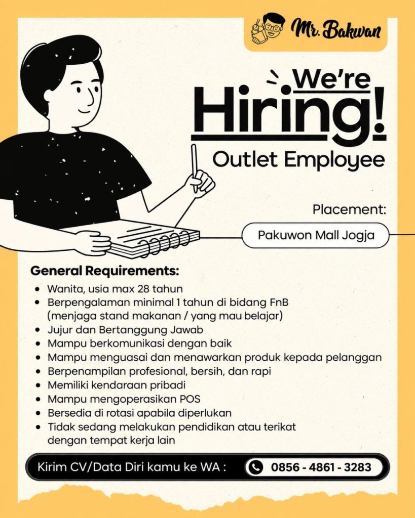 Poster lowongan Mr. Bakwan
