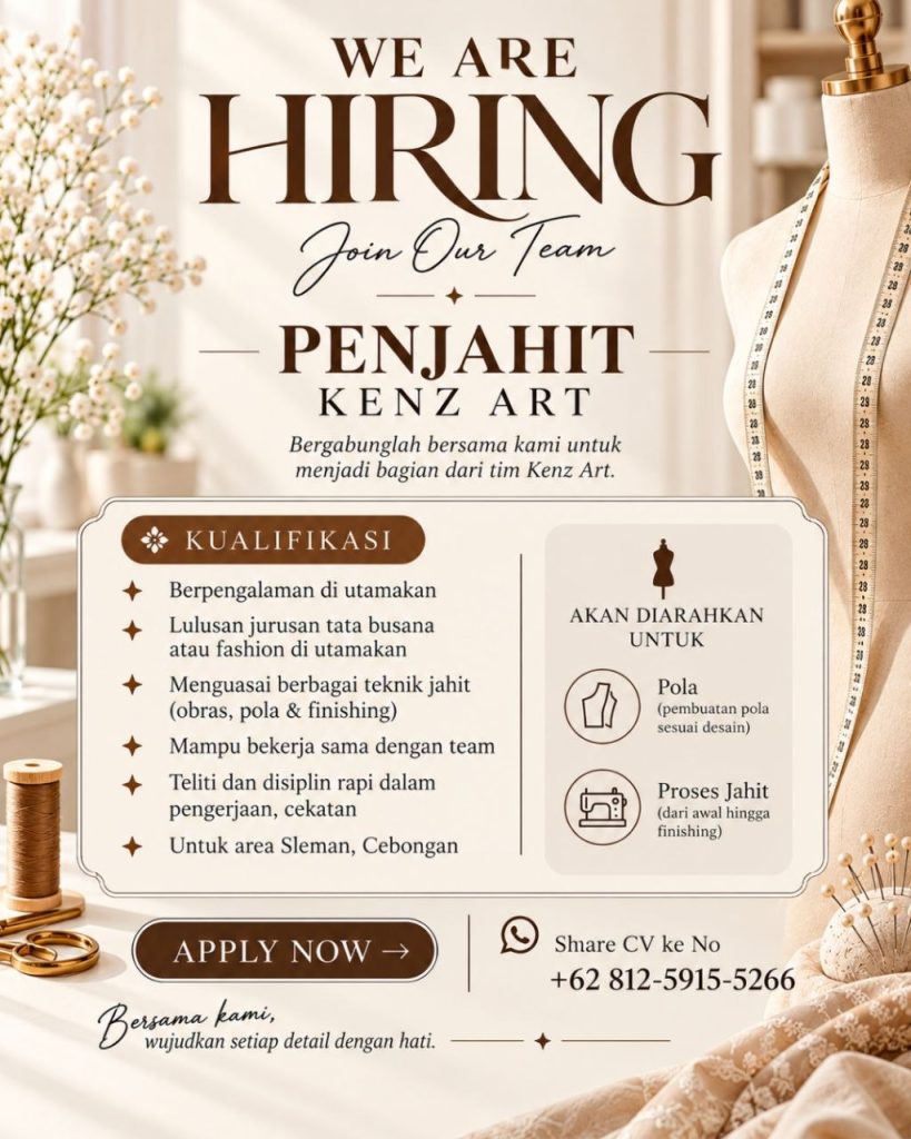 Poster lowongan KENZ ART