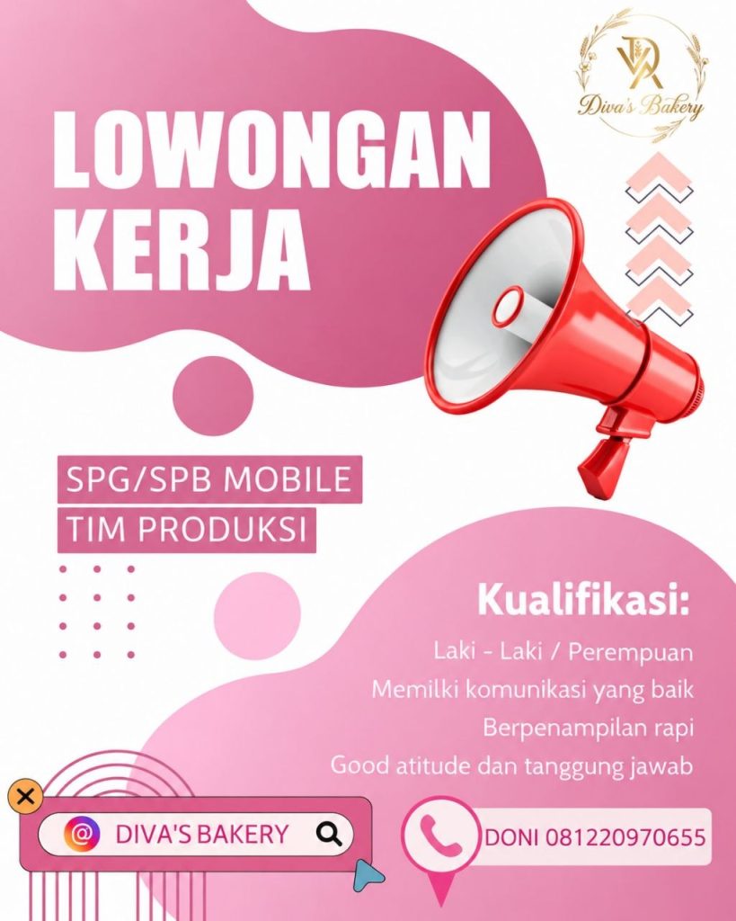 Poster lowongan Diva's Bakery