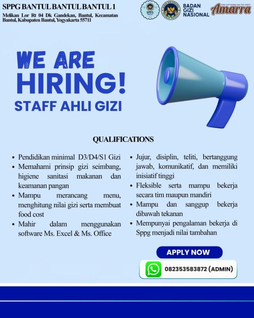 Poster lowongan SPPG Bantul
