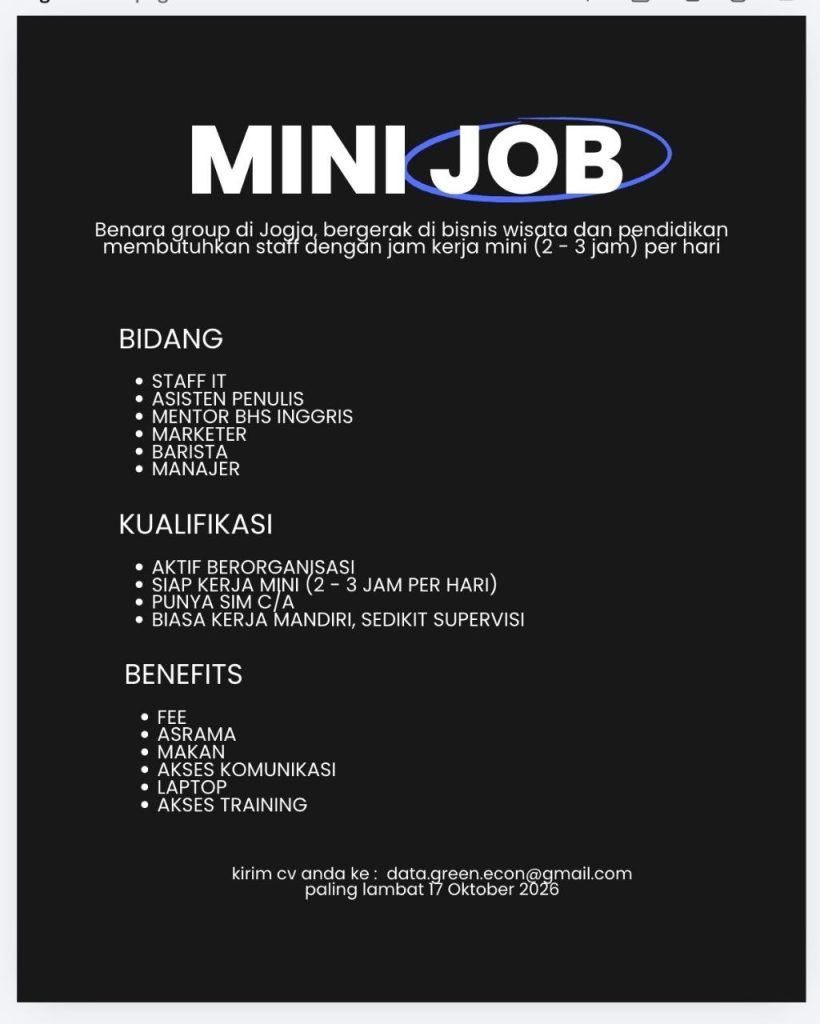 Poster lowongan Benara group