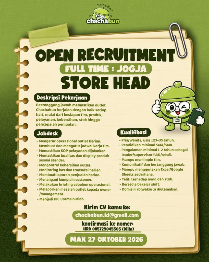 Poster lowongan Chachabun